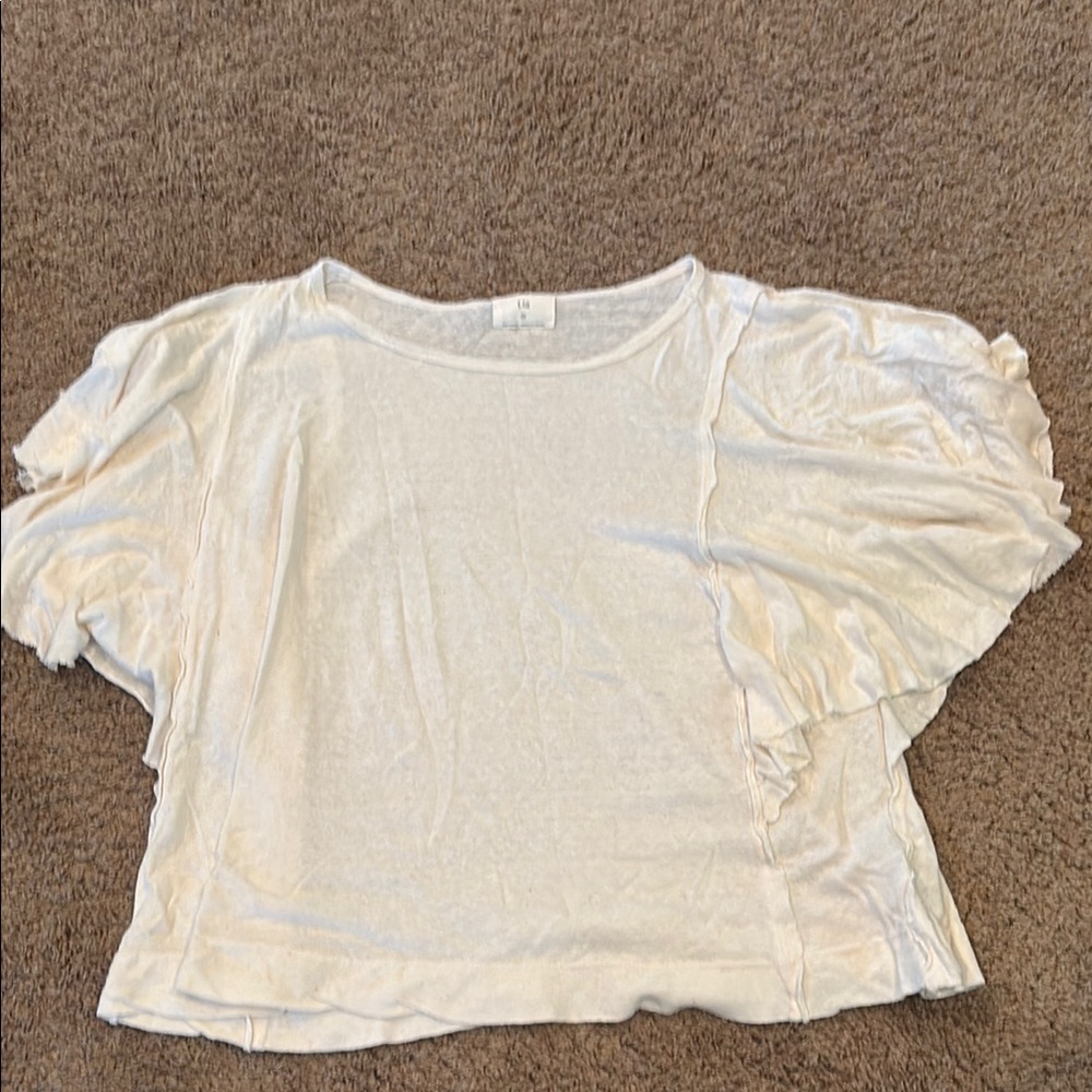 T.La Cream Ruffled Crop Blouse